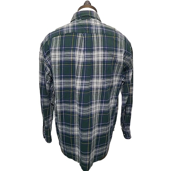 Vtg Tommy Hilfiger Flannel Shirt Mens XL Green Blue Plaid Heavyweight Preppy Y2K - Picture 5 of 12